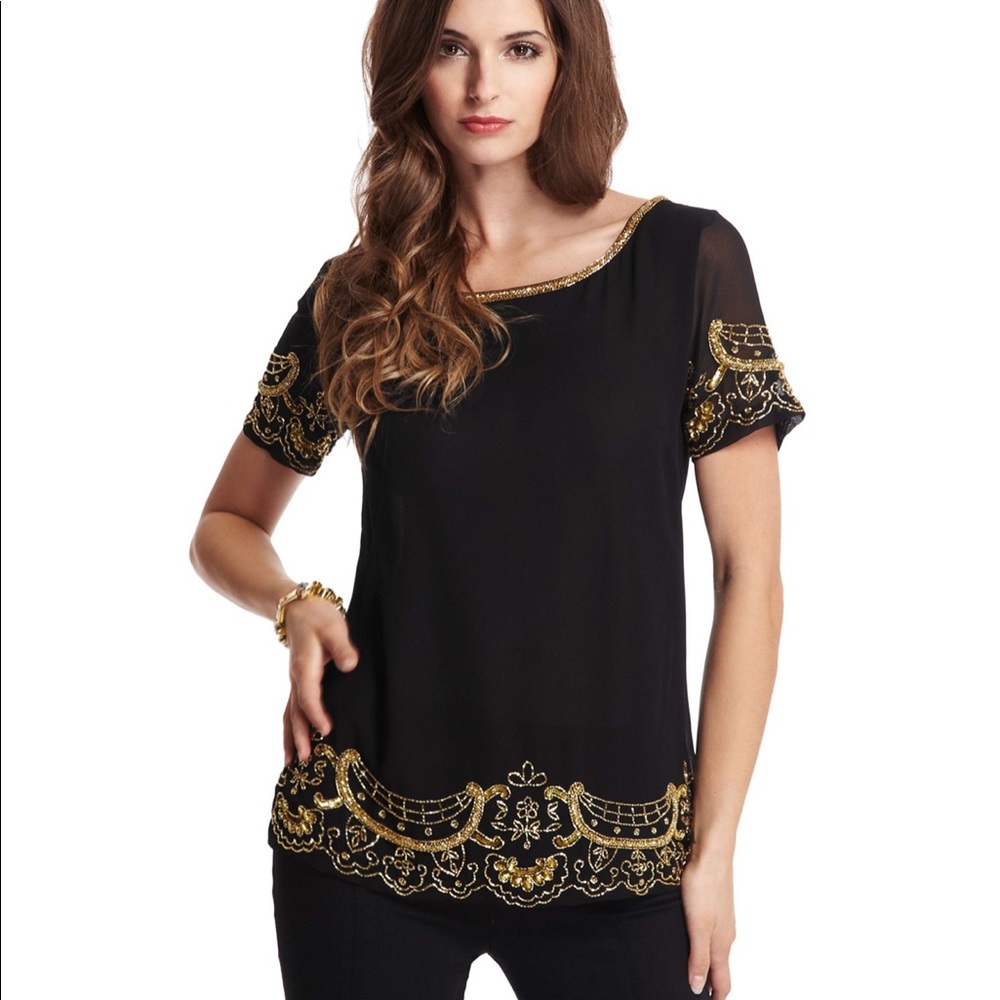 New Guess Marciano Anwesha short sleeve beaded Top